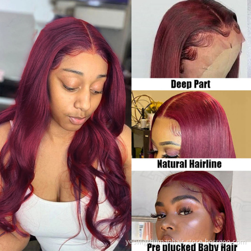 Yeswigs Hd Full 99J 27 30 Lace Frontal Wig Straight Raw Brazilian Virgin Human Hair Lace Front Wig For Black Women Human Hair